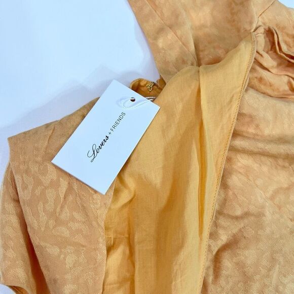 Lovers+Friends Wrap Dress Womens Medium Tangerine Orange Gelina Drop Waist NWT - Picture 7 of 16